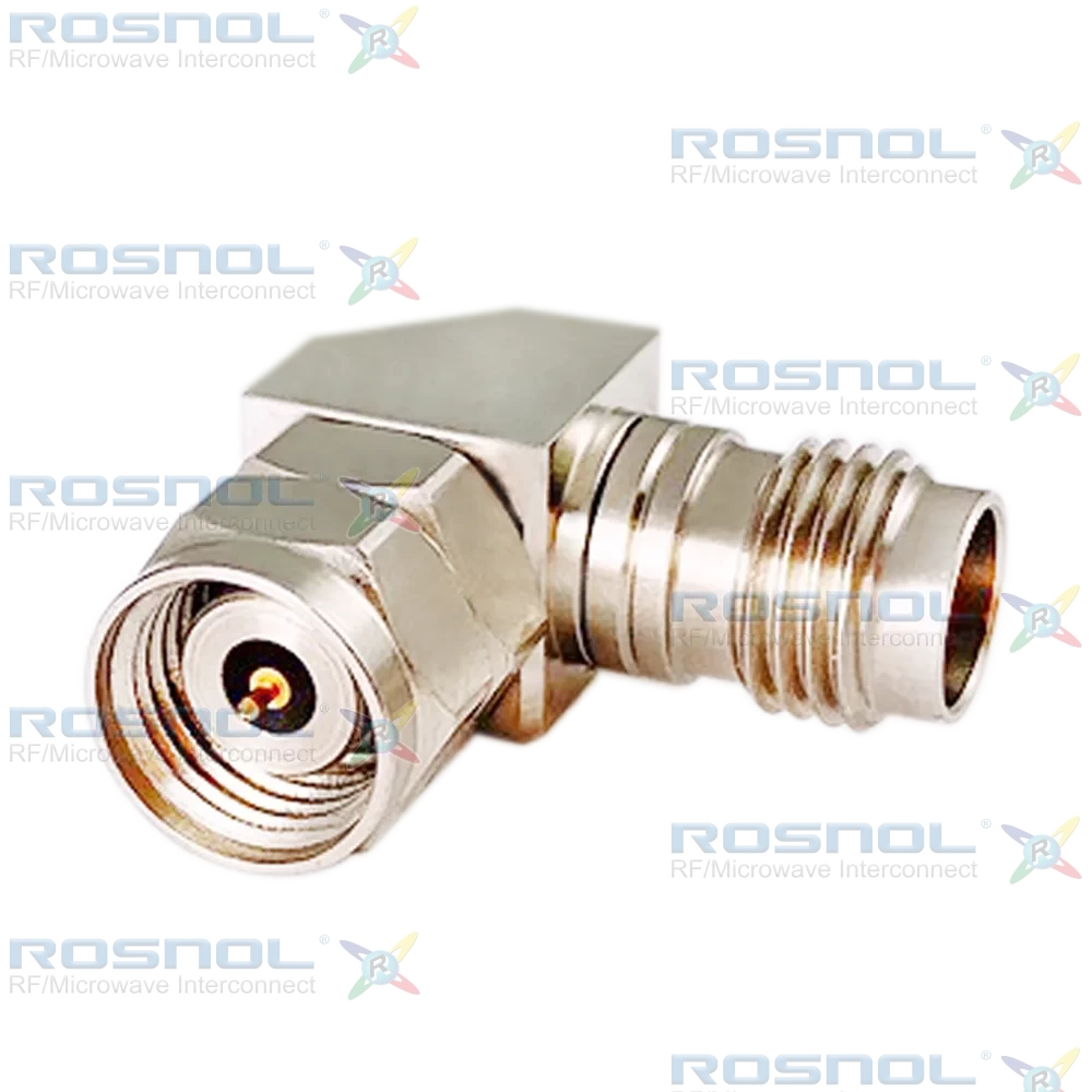 2.4mm Plug (Male) to 2.4mm Jack (Female) Mitered Right Angle Adapter, DC-50GHz VSWR 1.35