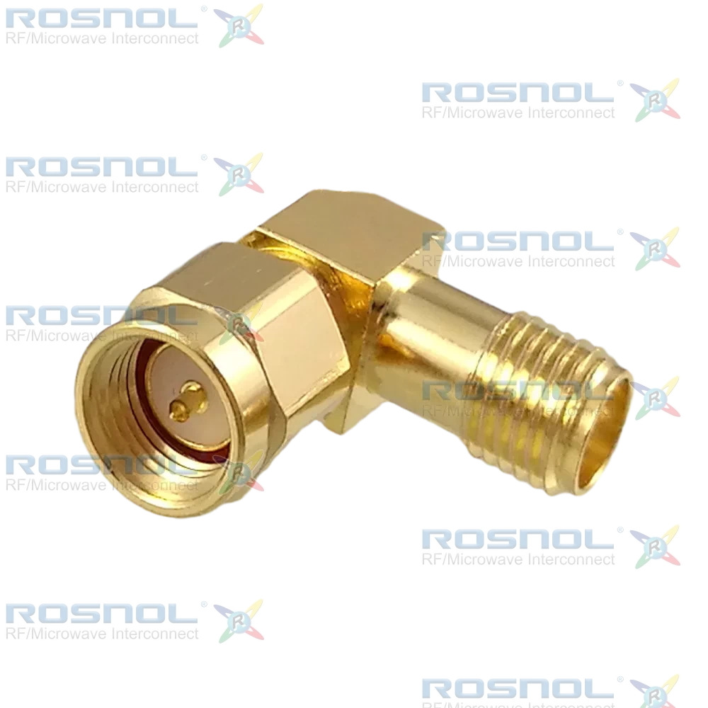 SMA Plug (Male) to SMA Jack (Female)  Miter Right Angle Adapter, DC-18 GHz VSWR 1.25