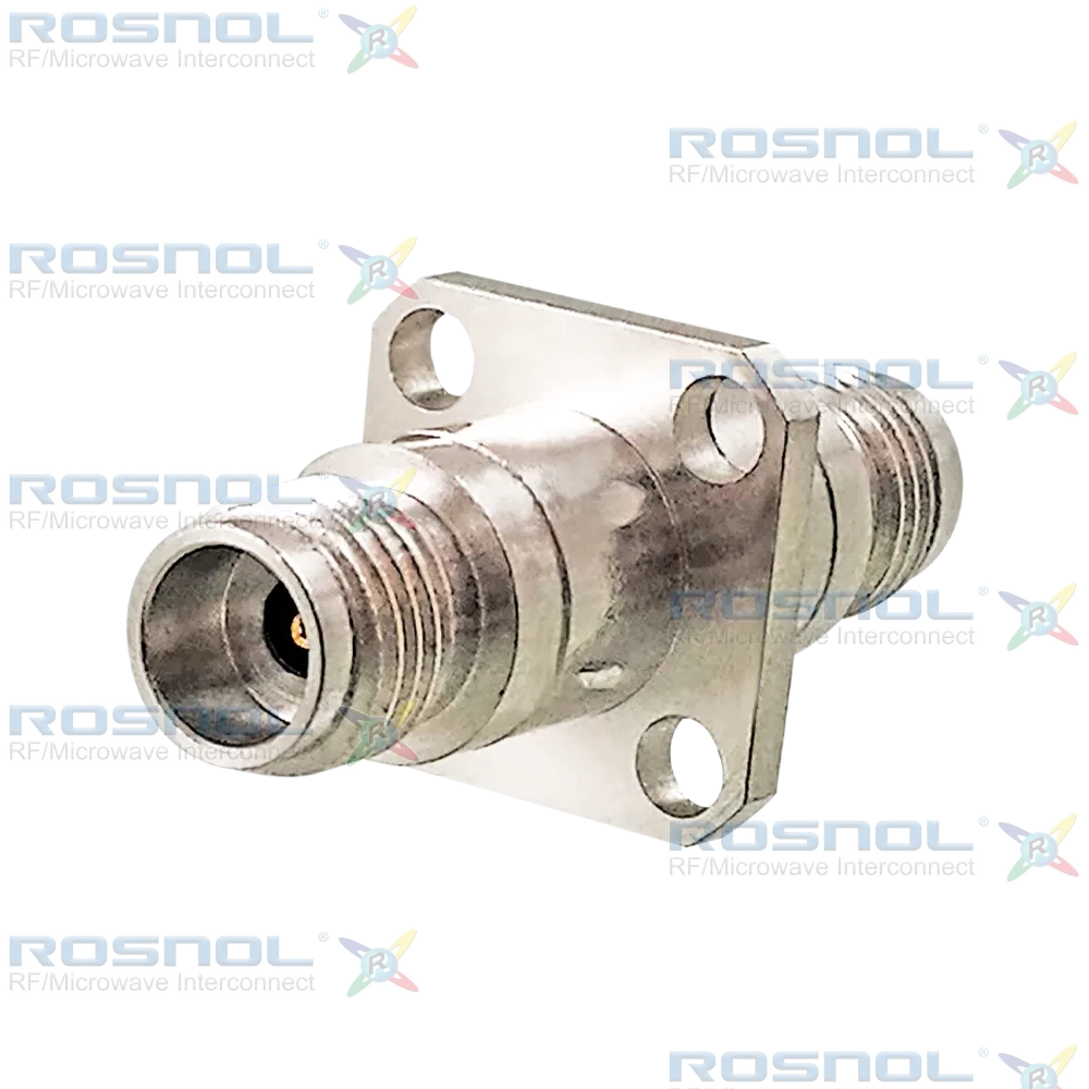 2.4mm Jack (Female) to 2.4mm Jack (Female) Panel 4 Hole Flange Mount Adapter, DC-50GHz VSWR 1.15