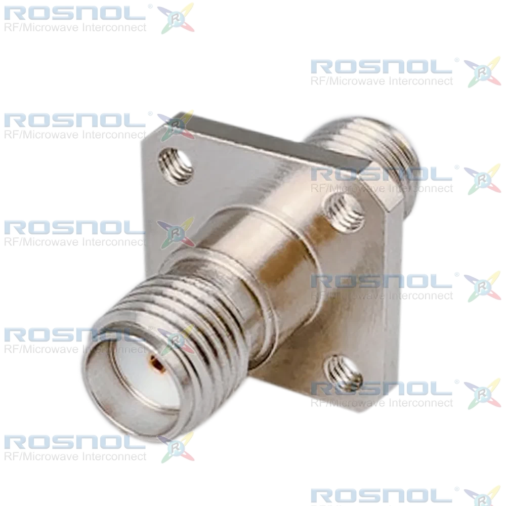 Precision SMA Jack (Female) to  Precision SMA Jack (Female) Panel 4 Hole Flange Mount Adapter, DC-27GHz VSWR 1.15