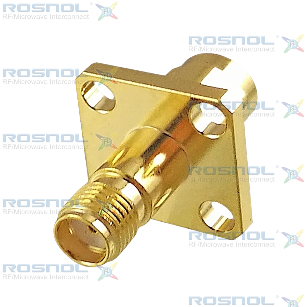 SMA Plug (Male) to SMA Jack (Female) 4-Hole Panel Adapter, DC-18GHz VSWR1.15