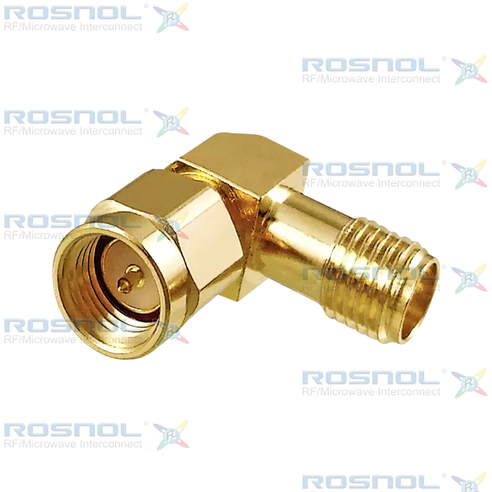 SMA Plug (Male) to SMA Jack (Female) Right-Angle Adapter, DC-18GHz VSWR 1.15