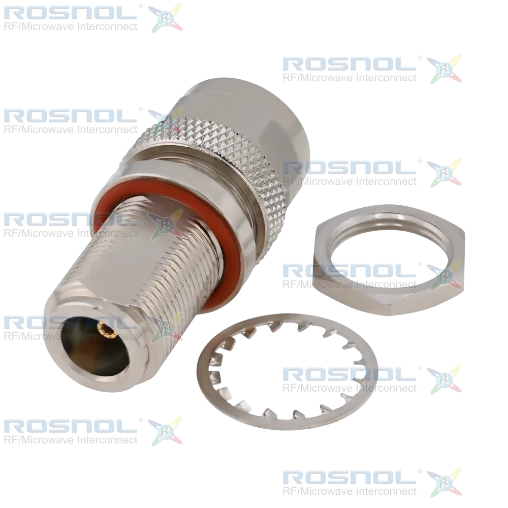 N Plug (Male) to N Jack (Female) Bulkhead Adapter, DC-12 GHz VSWR 1.2