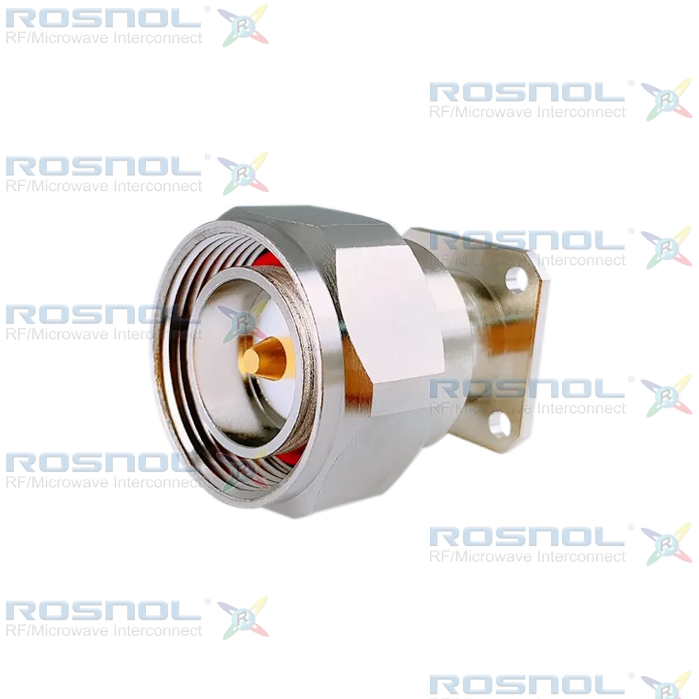 7/16 Plug (Male) Straight Connector 4 Hole Flange,18.2mm (.717 inch) DC- 7.5 GHz