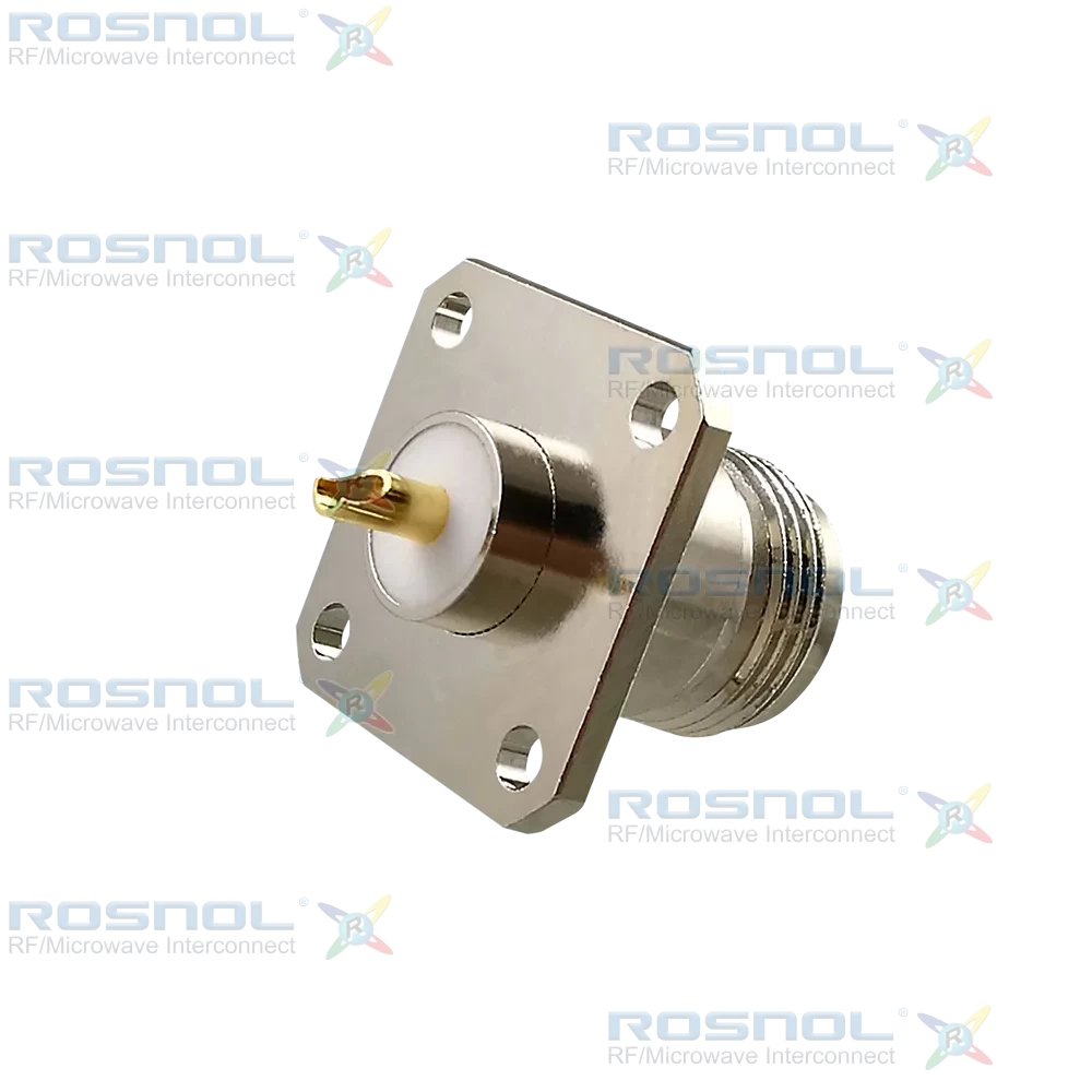N Jack (Female) Straight Connector 4 Hole Flange, 18.25mm (.718 inch) DC-11GHz VSWR1.20