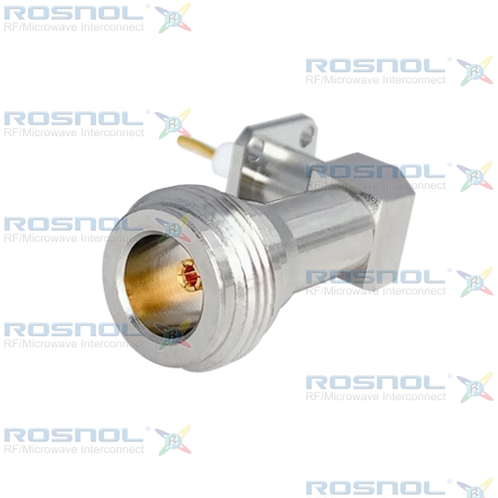 N Jack (Female) Right Angle Connector 4 Hole Flange, 8.64mm (.340 inch) DC-5GHz VSWR1.12