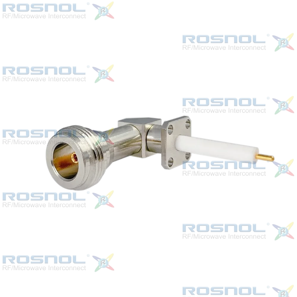 N Jack (Female) Right Angle Connector 4 Hole Flange, 8.64mm (.340 inch) DC-5GHz VSWR1.12