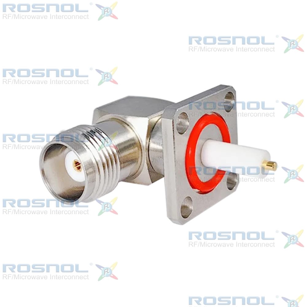 TNC Jack (Female) Right Angle Connector 4 Hole Flange, 12.7mm (.500 inch) DC-8GHz VSWR1.08