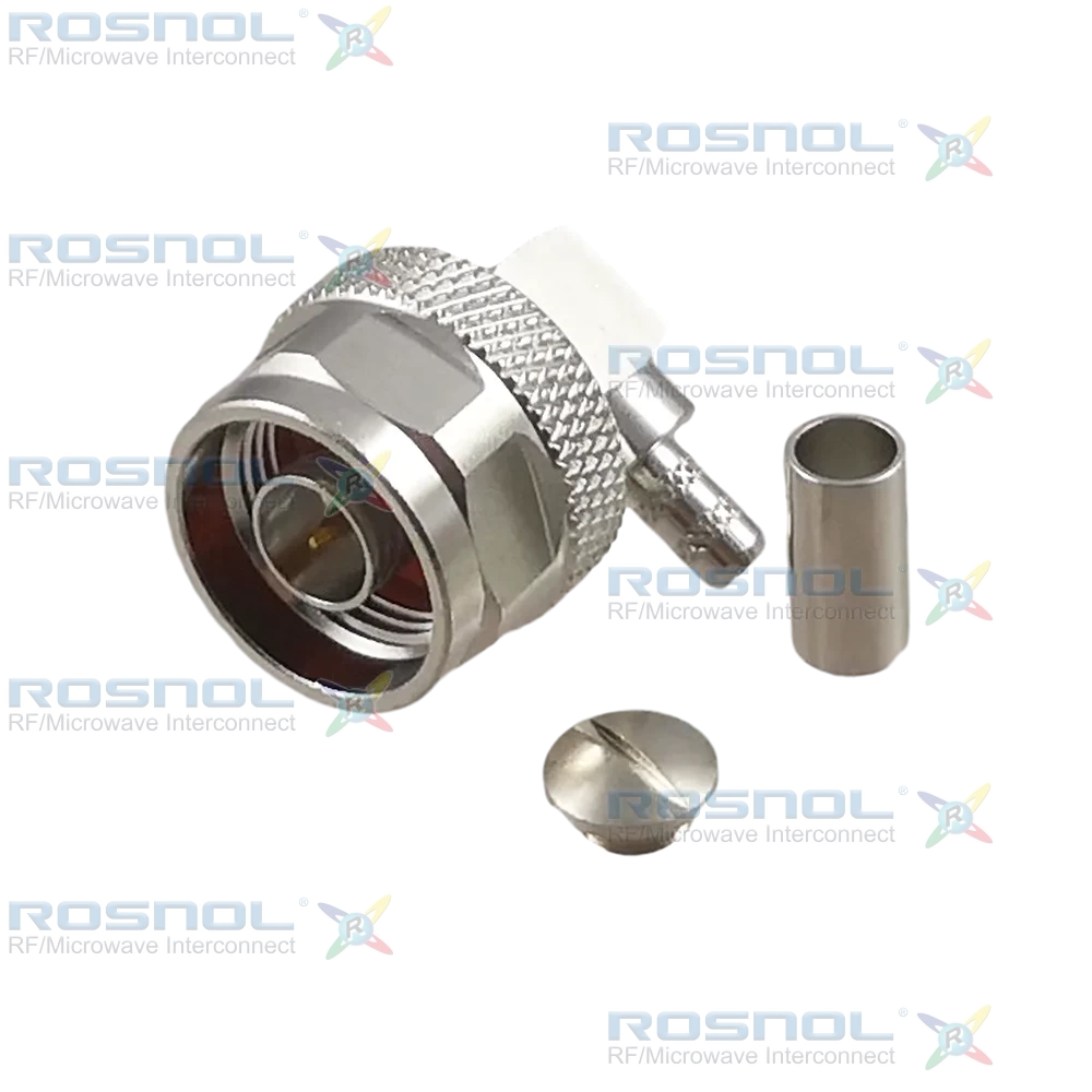 N Plug (Male) Right-Angle Cable Connector for RG-58, RG-58A, RG-58C, RG-141, RG-303, BELDEN 7806A, BELDEN 9907, LMR-195, RNL-195, DC - 6 GHz VSWR 1.22