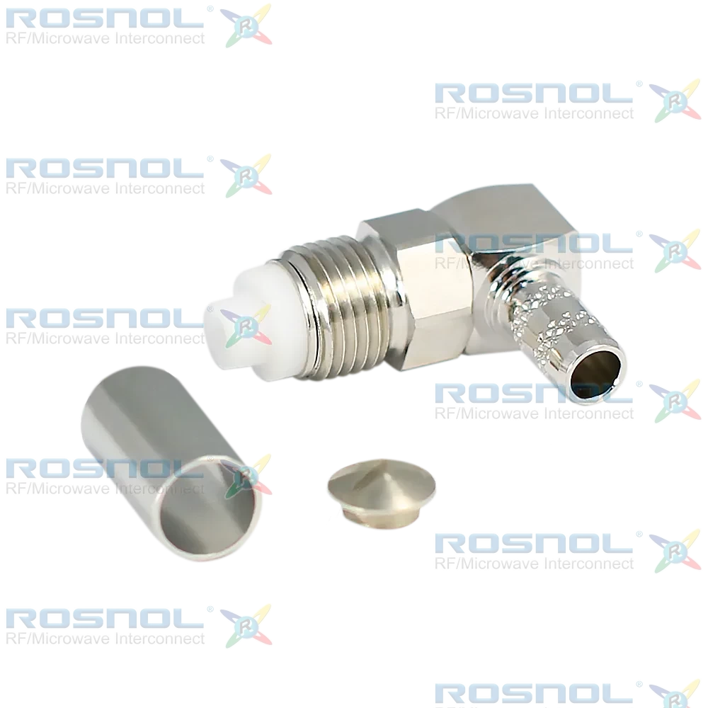 FME Jack (Female) Right-Angle Cable Connector for RG-58C, RG-303, LMR-195, RNL-195, DC -2.5 GHz