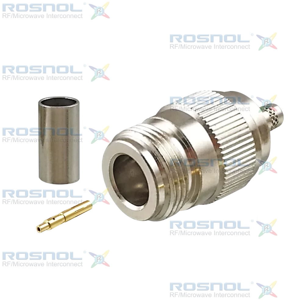 N Jack (Female) Straight Cable Connector for RG-58, RG-58A, RG-58C, RG-141, RG-303, BELDEN 7806A, BELDEN 9907,  DC- 6GHz VSWR 1.15