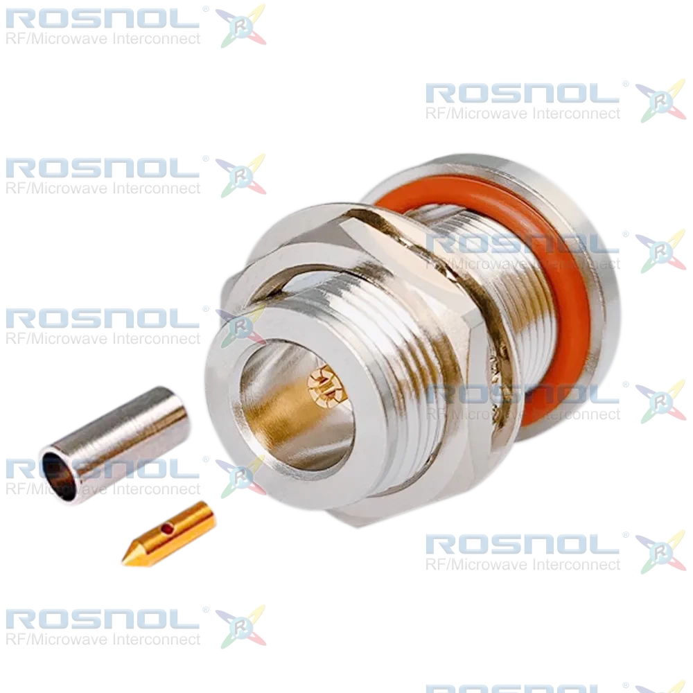 N Jack (Female) Bulkhead Cable Connector for RG-58, RG-58A, RG-58C, RG-141, RG-303, BELDEN 7806A, BELDEN 9907, LMR-195, RNL-195, DC -6GHz VSWR 1.15