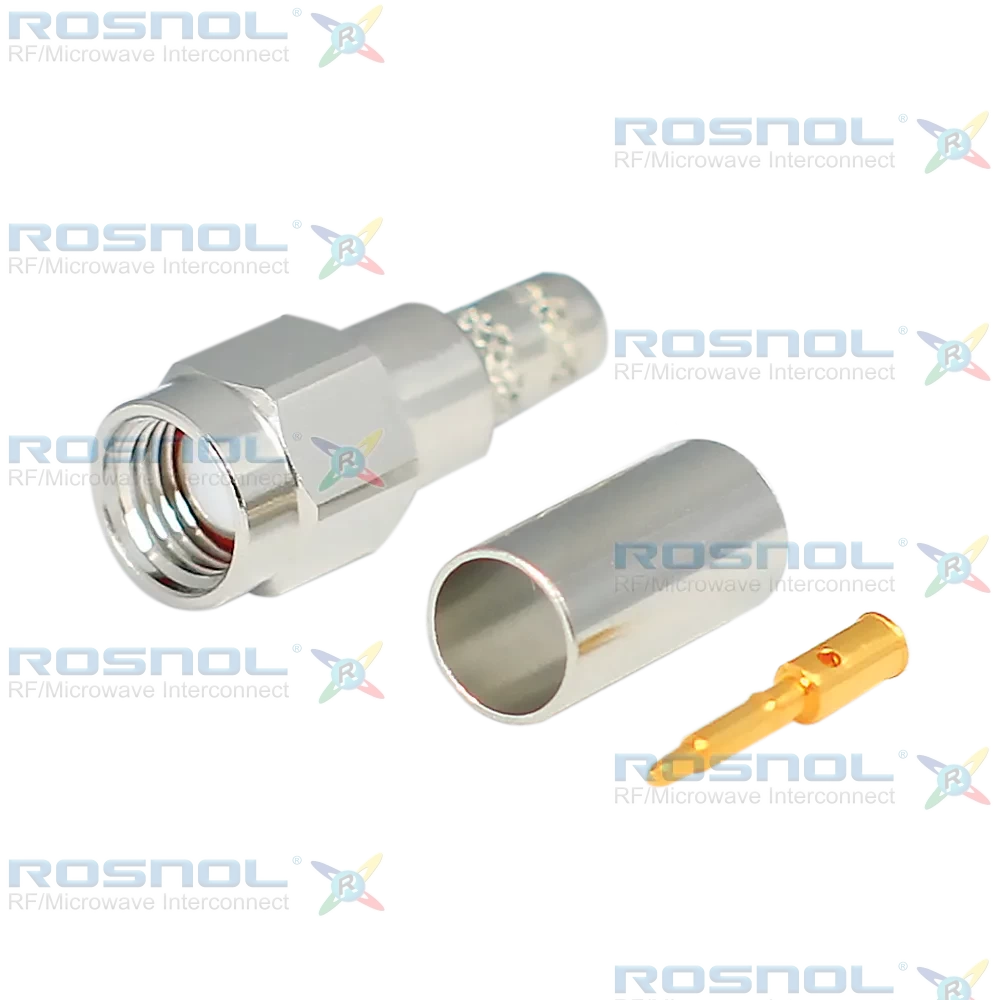 SMA Plug (Male) Straight Cable Connector for RG-58, RG-58A, RG-58C, RG-141, RG-303, BELDEN 7806A, BELDEN 9907, LMR-195, RNL-195, DC-6GHz VSWR 1.20