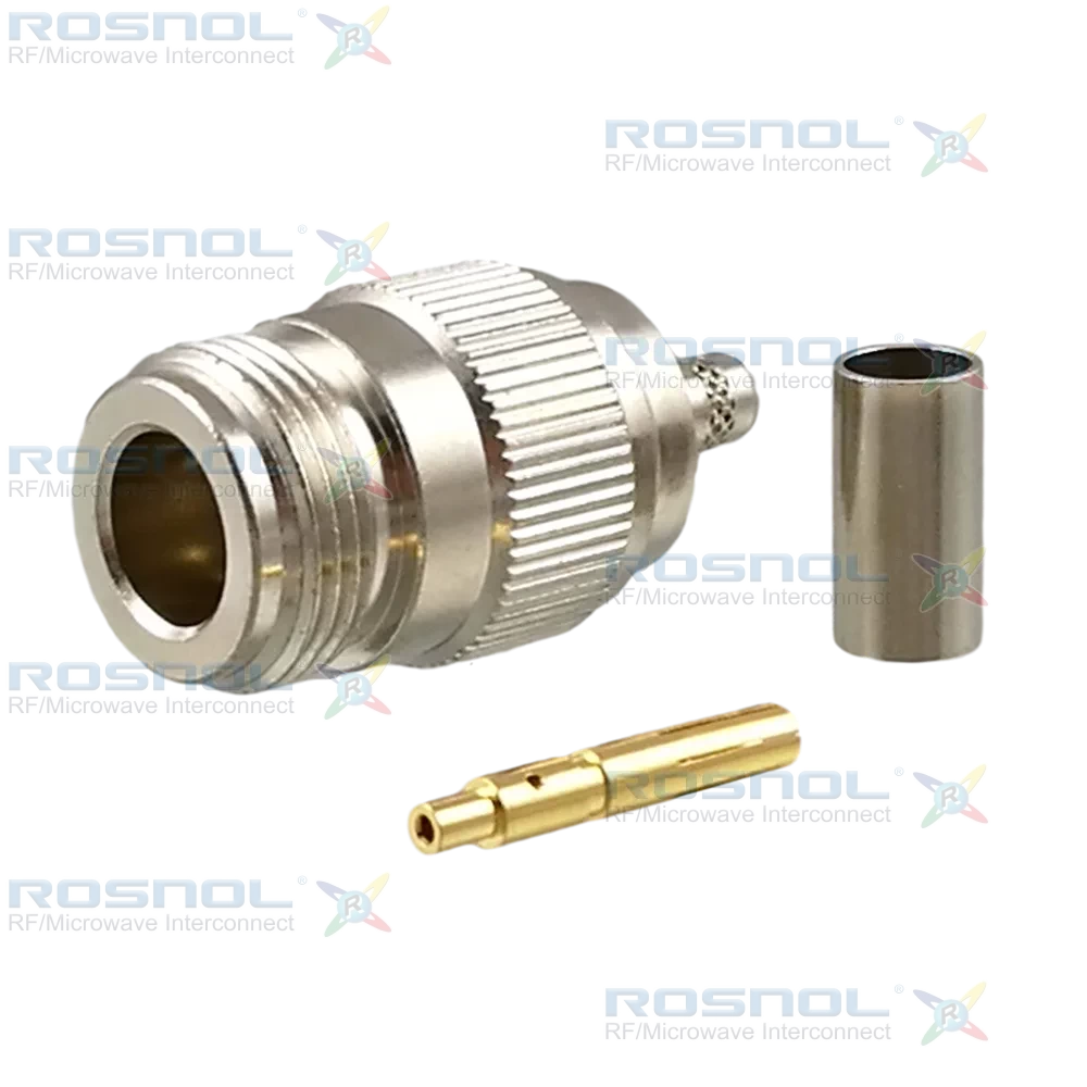 N Jack (Female) Straight Cable Connector for RG-55, RG-142, RG-223, RG-400, DC-6GHz VSWR 1.15