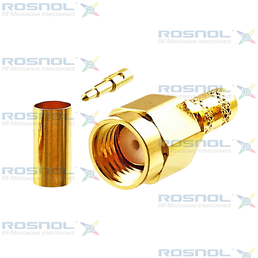 SMA Plug (Male) Straight Cable Connector for RG-55, RG-142, RG-223, RG-400, DC-12.4GHz VSWR 1.20