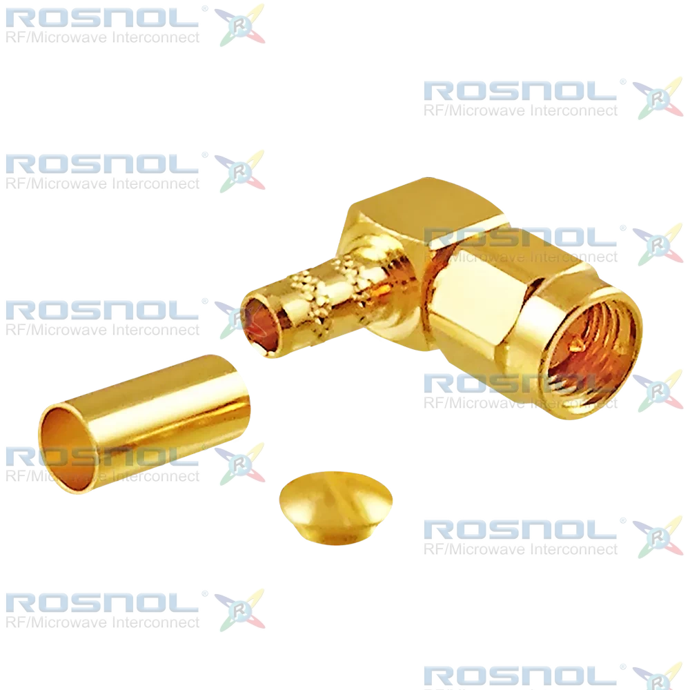 SMA Plug (Male) Right-Angle Cable Connector for RG-55, RG-142, RG-223, RG-400, RG-141, DC -6GHz VSWR 1.20
