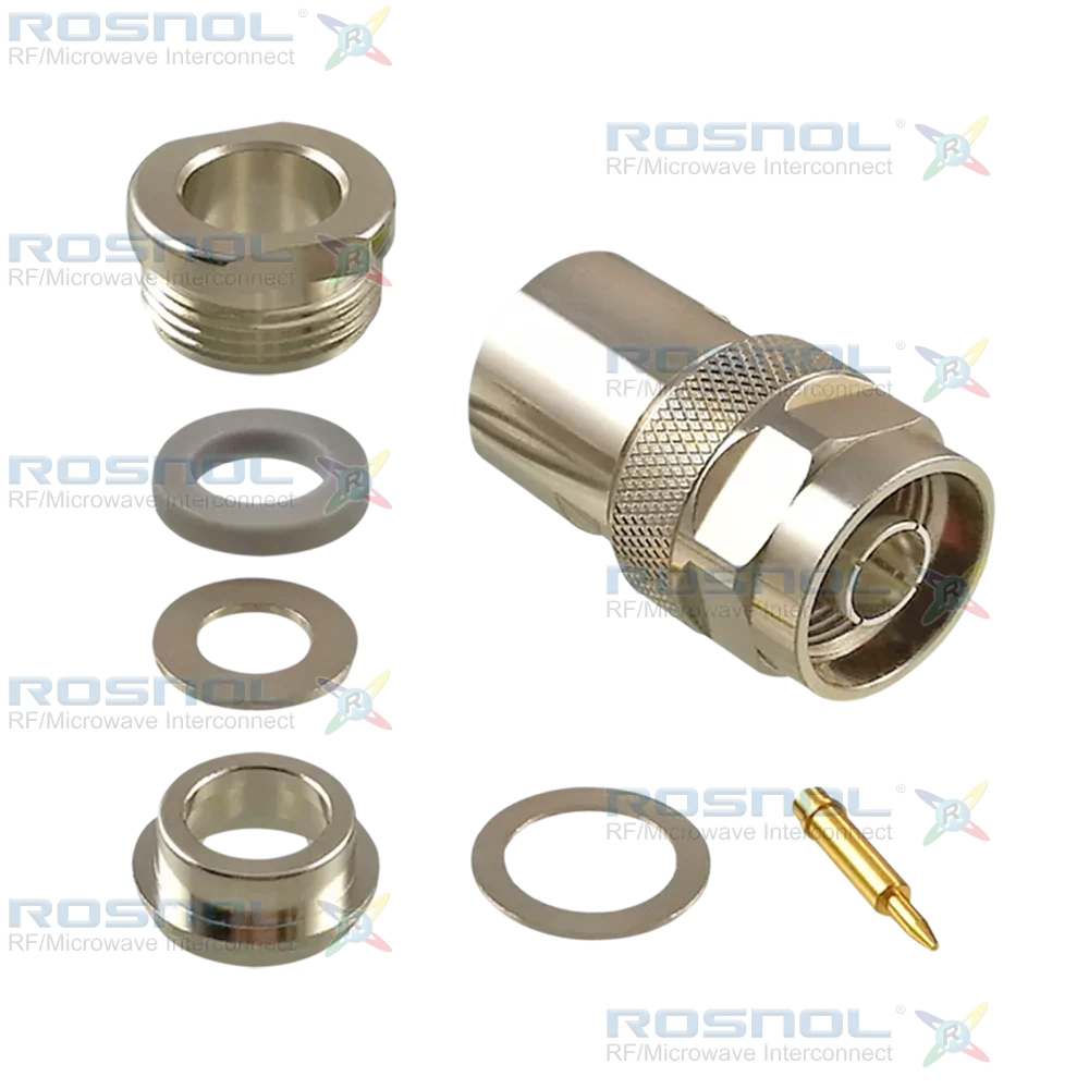 N Plug (Male) Straight Cable Connector for RG-214, DC- 11 GHz VSWR 1.15