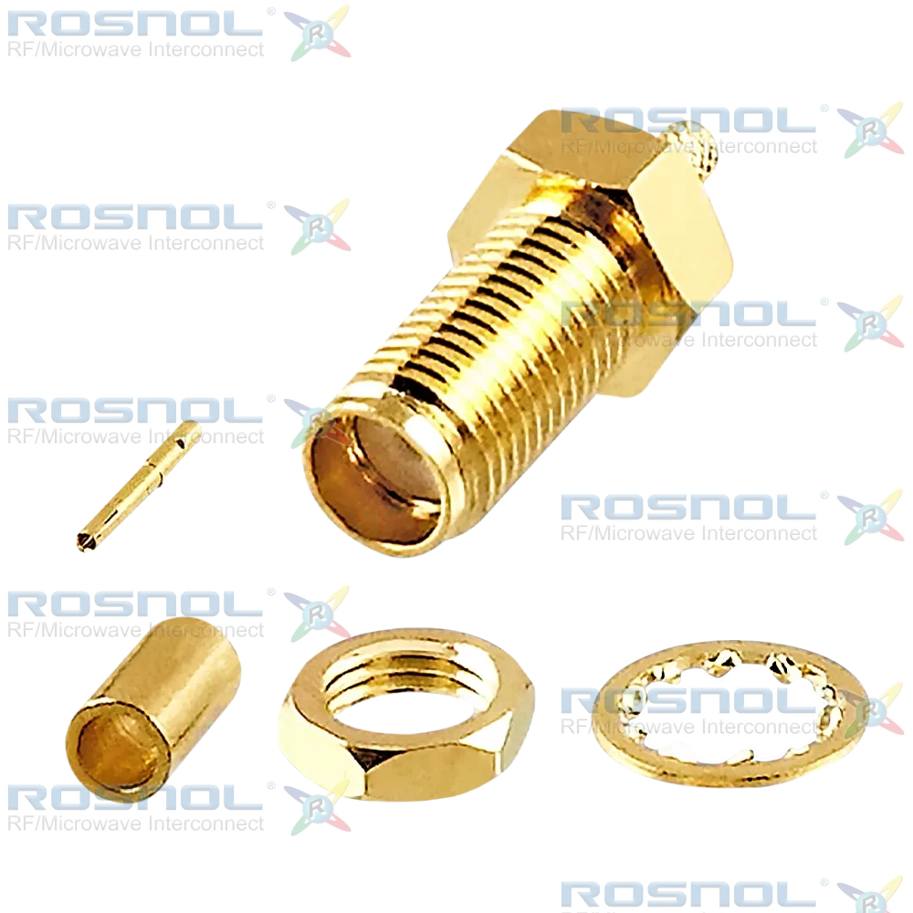 SMA Jack (Female) Bulkhead Cable Connector for RG-316, RG-174, RG-188A, BELDEN 7805, DC-12.4GHz VSWR 1.04