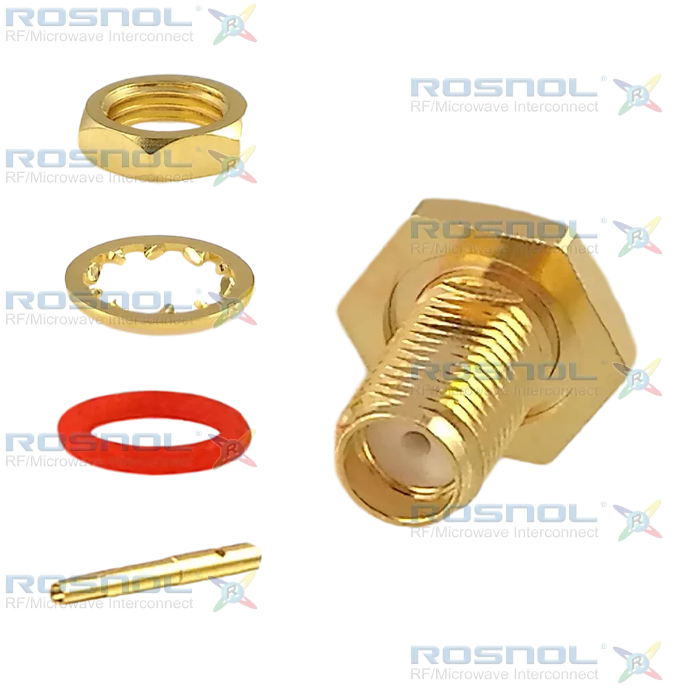SMA Jack (Female) Bulkhead Cable Connector for RSR-047, RSF-047, RSF-047-FEP, RSF-047-PVC, DC-18GHz VSWR1.25