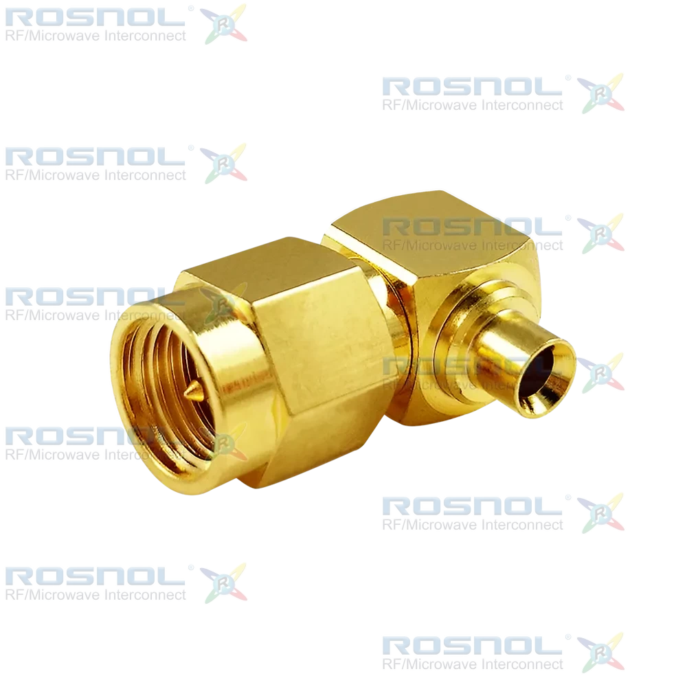 SMA Plug (Male) Right-Angle Cable Connector for .085, .086, RG-405, EF-405, DC-12.4GHz VSWR1.25