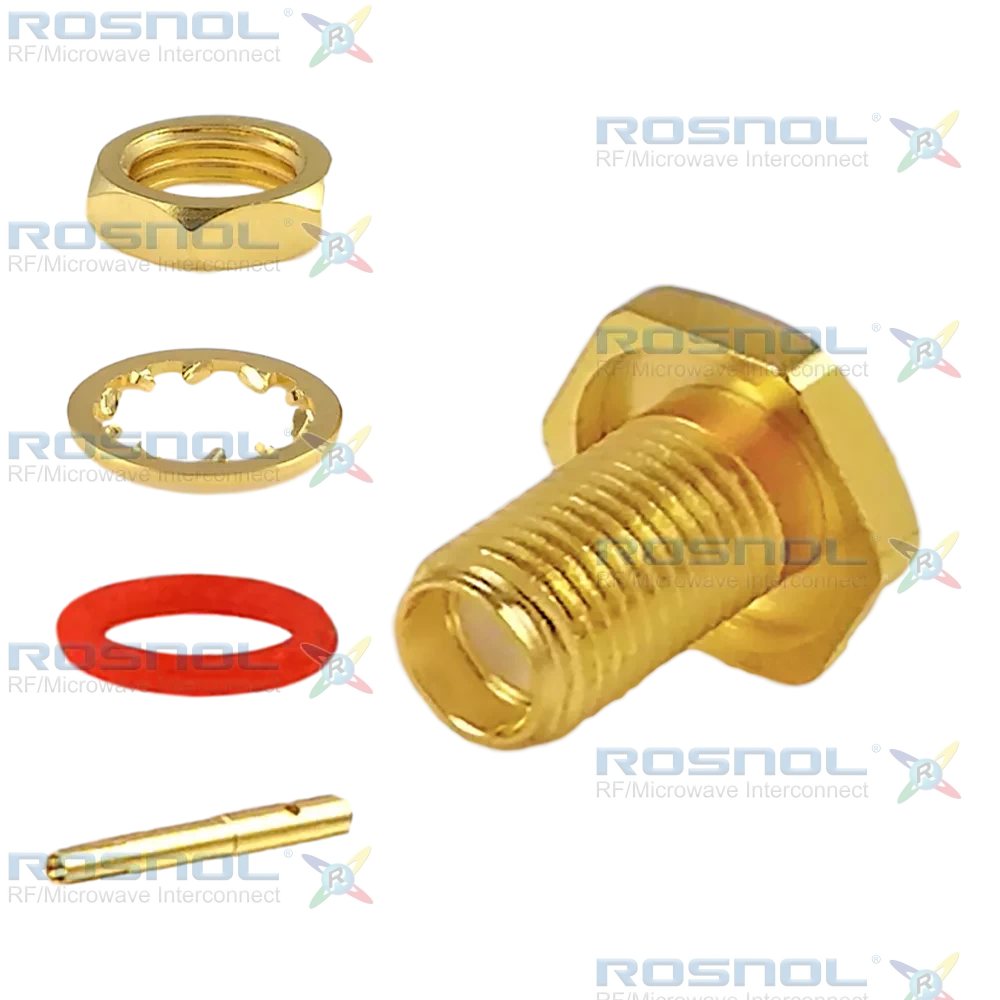 SMA Jack (Female) Straight Bulkhead Cable Connector for RSR-141, RSF-141, RSF-141-FEP, RSF-141-PVC, RG-402, EF-402, BELDEN 1673A , BELDEN 1673J, DC-18GHz VSWR1.25