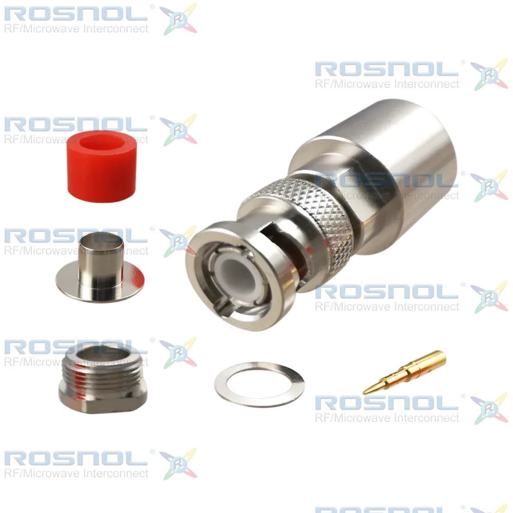 BNC Plug (Male) Straight Cable Connector for LMR-400, RNL-400, RG-213, RG-214, DC-4GHz VSWR1.30