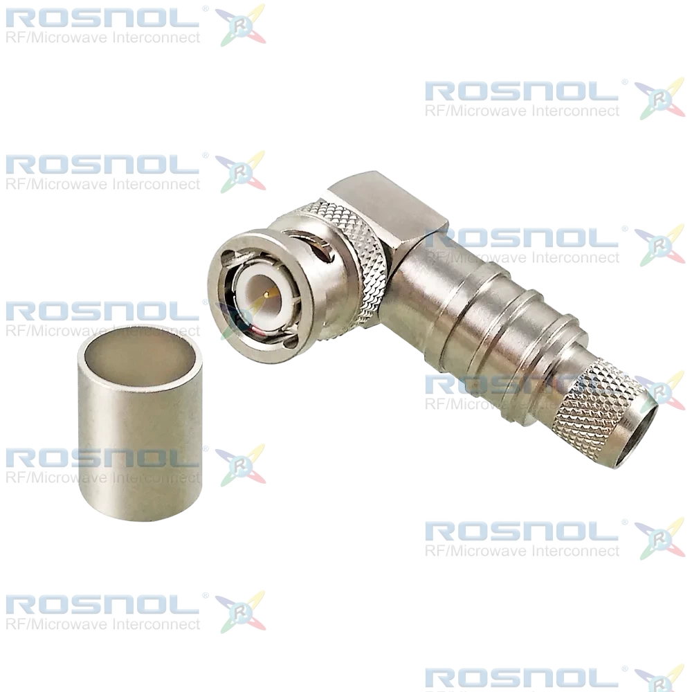BNC Plug (Male) Right Angle Cable Connector for LMR 400, Belden 7810A, Belden 8214, Belden 9913, DC-4GHz VSWR1.30