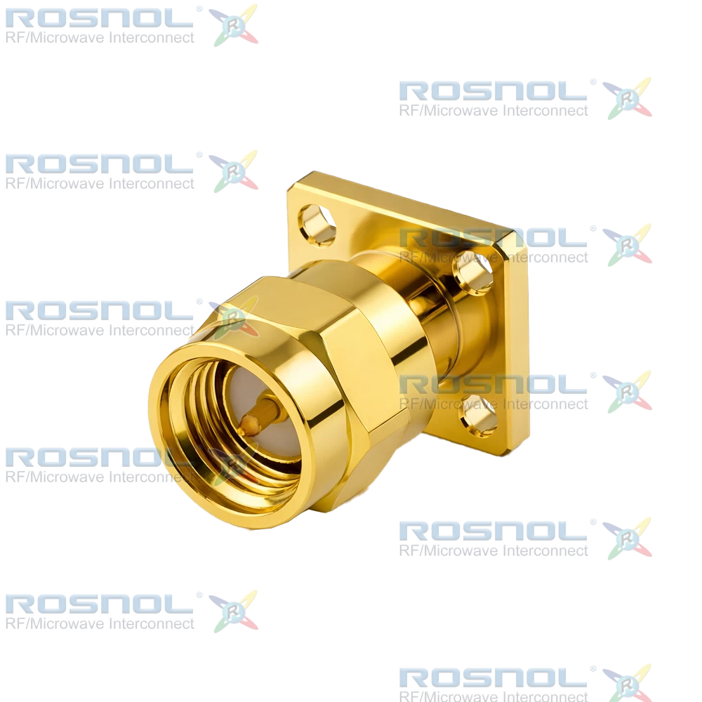 SMA Plug (Male) Straight Connector 4 Hole Flange, 6.35mm (.250 inch) DC-18GHz VSWR1.30