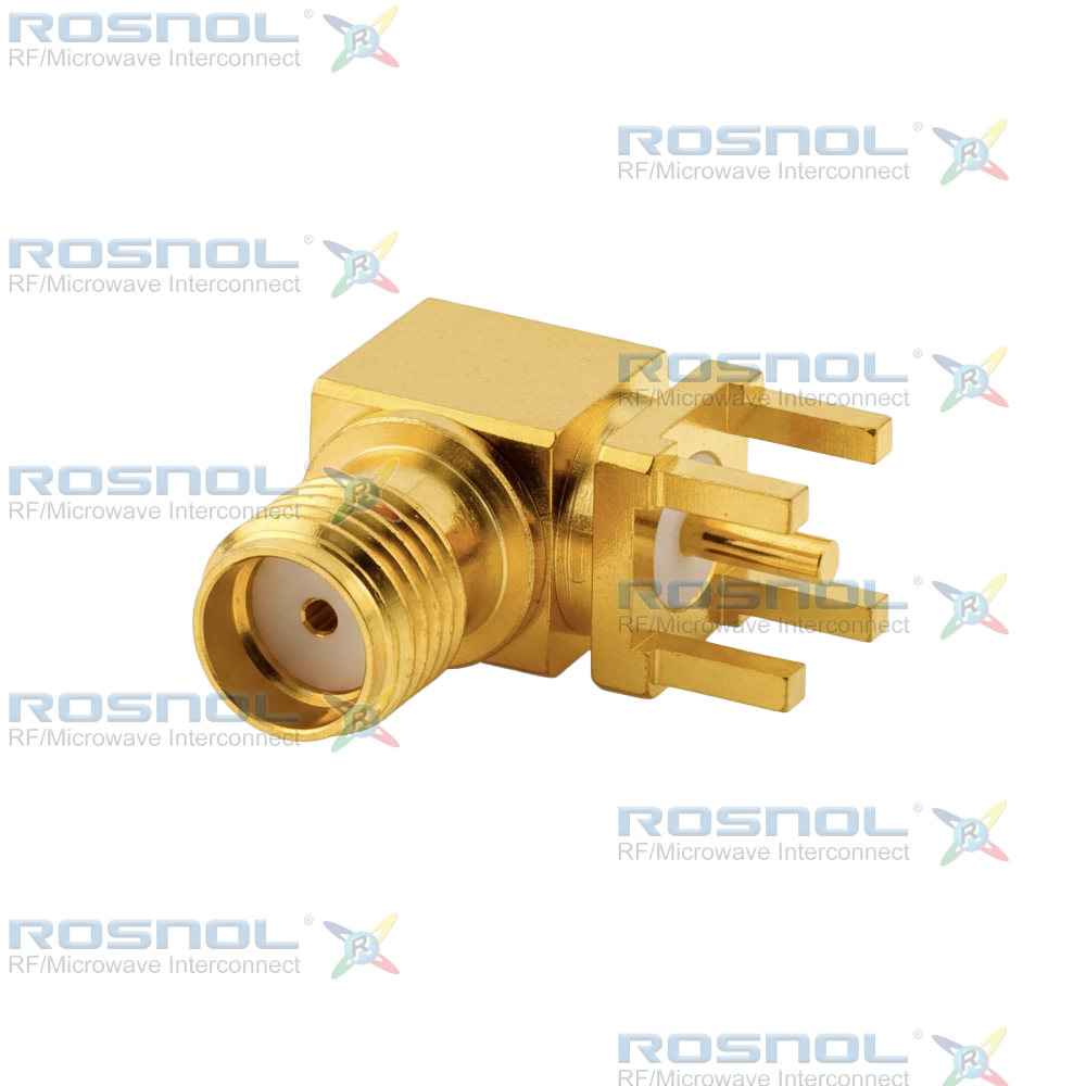 SMA Jack (Female) PCB Through Hole Right Angle Connector, DC-18GHz VSWR1.25