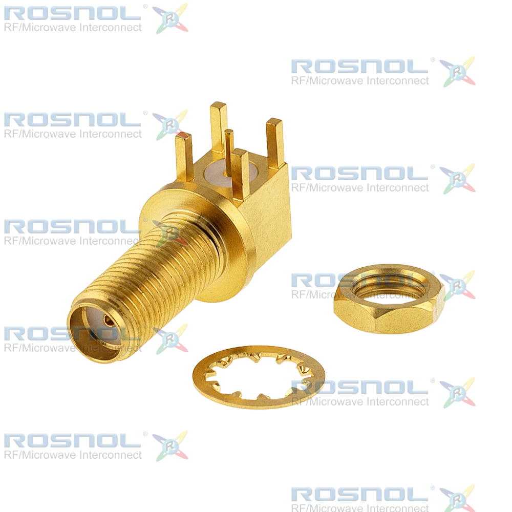 SMA Jack (Female) PCB Through Hole Right Angle For Bulkhead Connector, DC-18GHz VSWR1.25