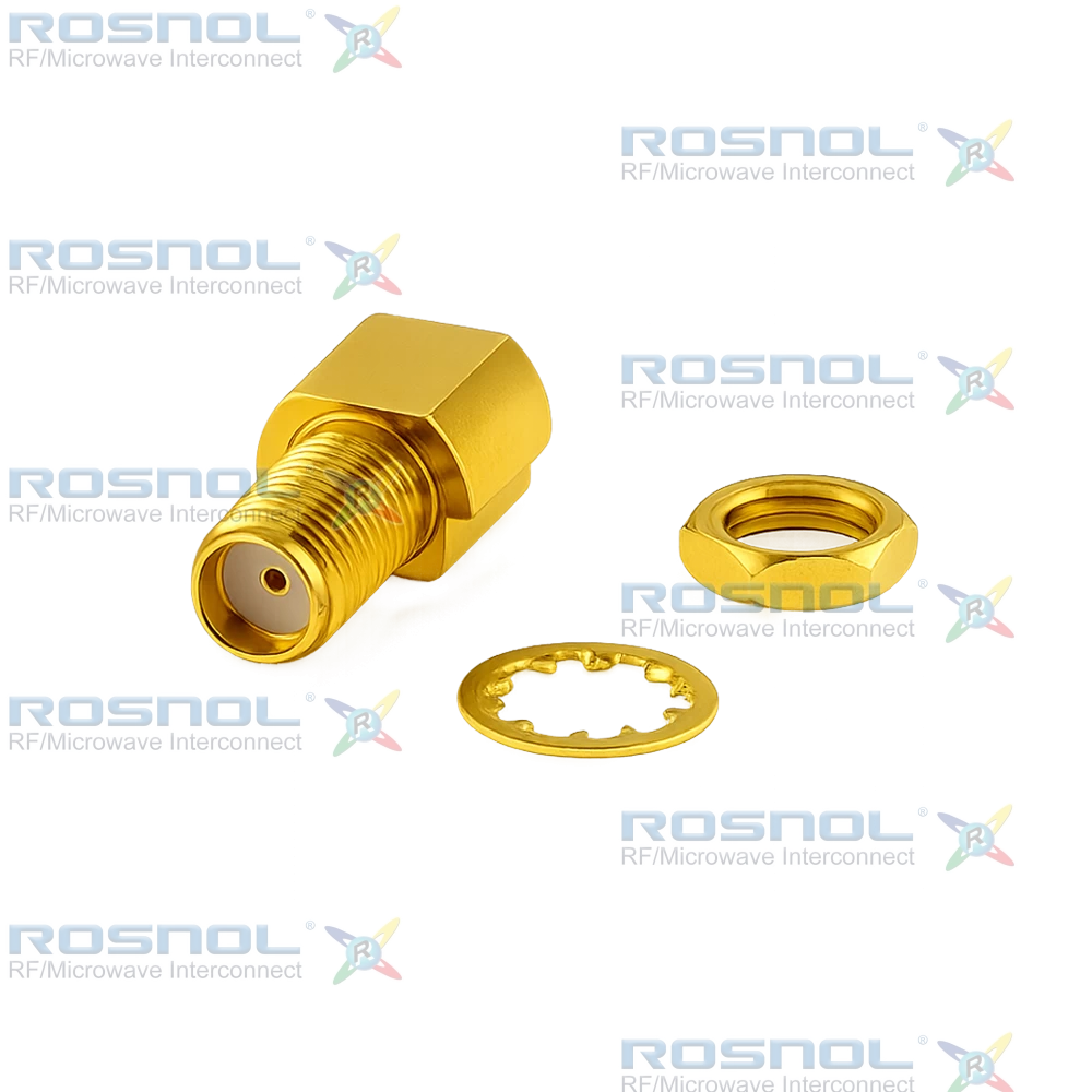 SMA Jack (Female) PCB Edge Mount Straight For Bulkhead Connector, DC-18GHz VSWR1.40