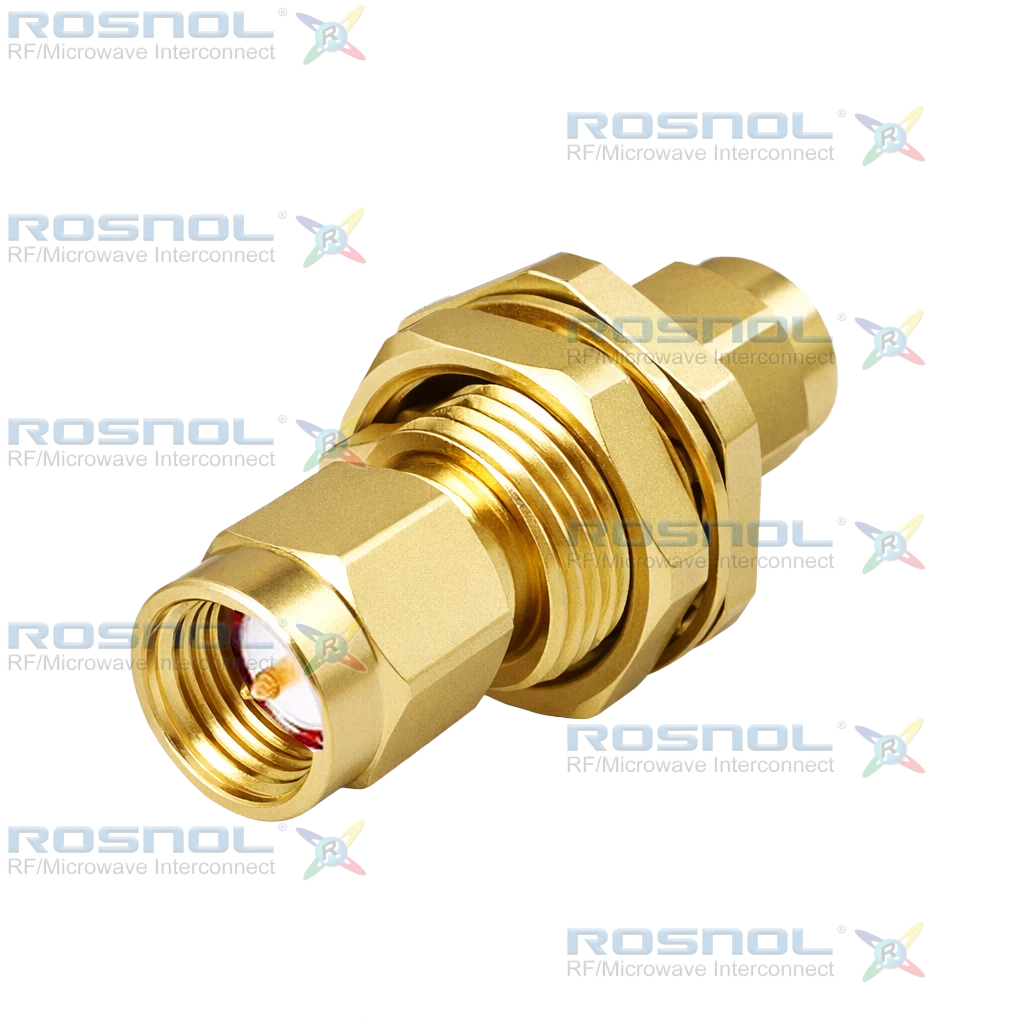 Precision SMA Plug (Male) to Precision SMA Plug (Male) Bulkhead Adapter, DC-27GHz VSWR 1.15