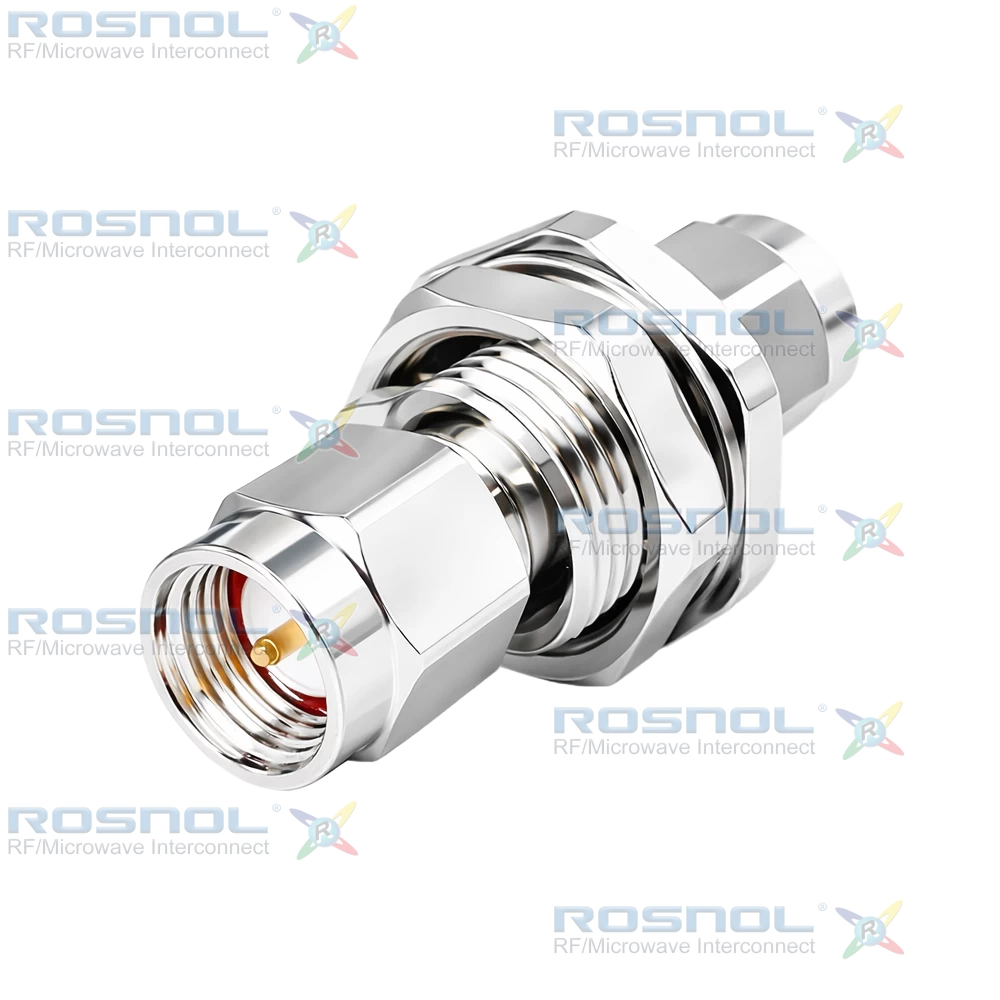 SMA Plug (Male) to SMA Plug (Male) Bulkhead Adapter, DC-18GHz VSWR 1.15