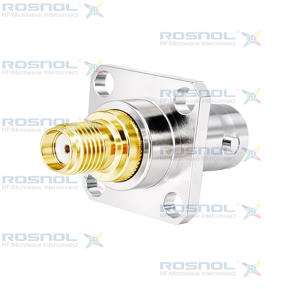 SMA Jack (Female) to BNC Jack (Female) 4 Hole Panel Adapter, DC-4GHz VSWR1.20