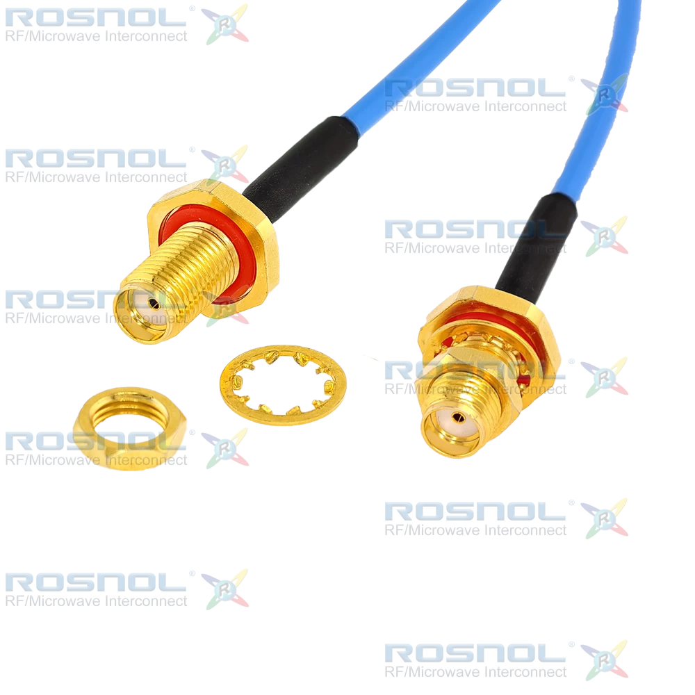SMA Bulkhead Female to SMA Bulkhead Female Cable Assembly for R-Test EF-405, DC-18GHz VSWR 1.25