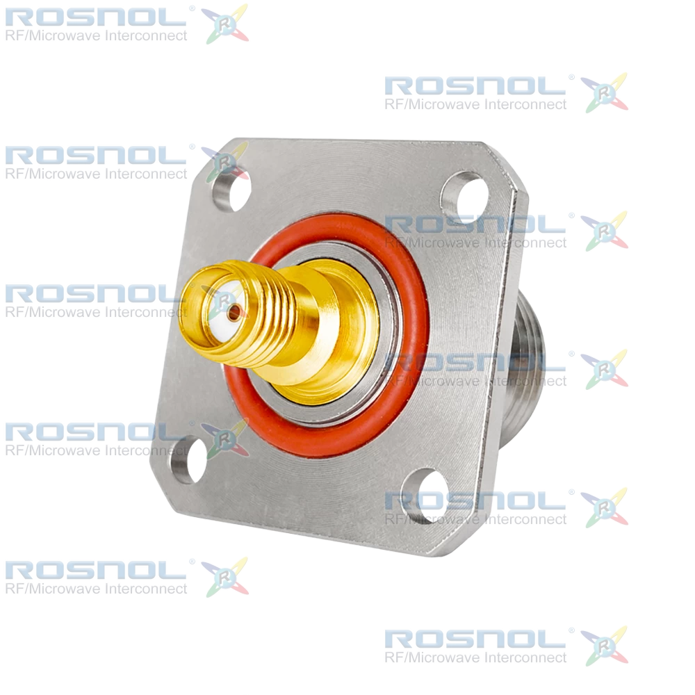 SMA Jack (Female) to Precision N Jack (Female) 4-Hole Flange Panel Adapter, DC-18GHz VSWR1.20