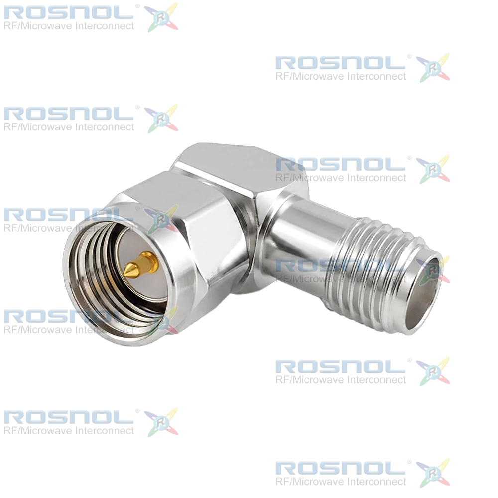 SMA Plug (Male) to SMA Jack (Female)  Miter Right Angle Adapter, DC-18 GHz VSWR 1.25