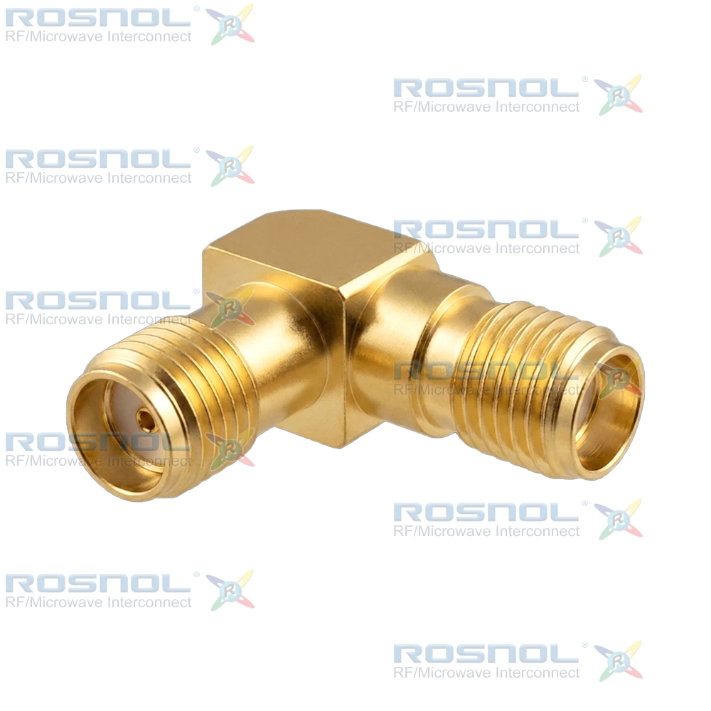 SMA Jack (Female) to SMA Jack (Female)  Miter Right Angle Adapter, DC-18 GHz VSWR 1.15