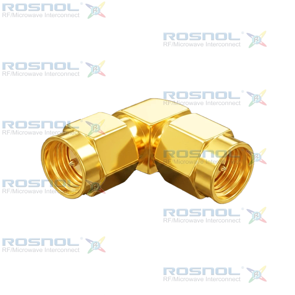 SMA Plug (Male) to SMA Plug (Male) Right-Angle Adapter, DC-18GHz VSWR 1.15