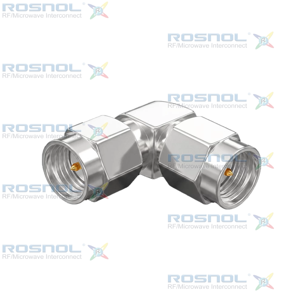SMA Plug (Male) to SMA Plug (Male) Right-Angle Adapter, DC-18GHz VSWR 1.15