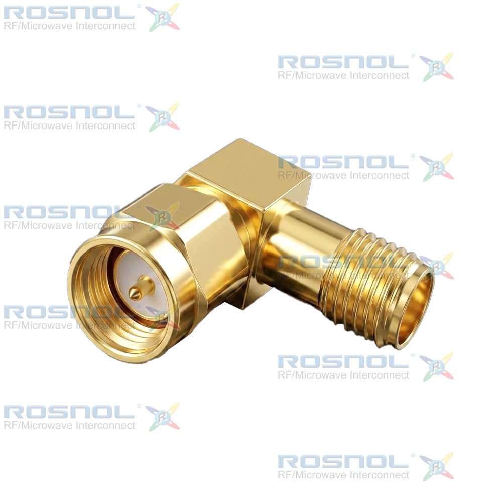 SMA Plug (Male) to SMA Jack (Female) Right-Angle Adapter, DC-18GHz VSWR 1.25