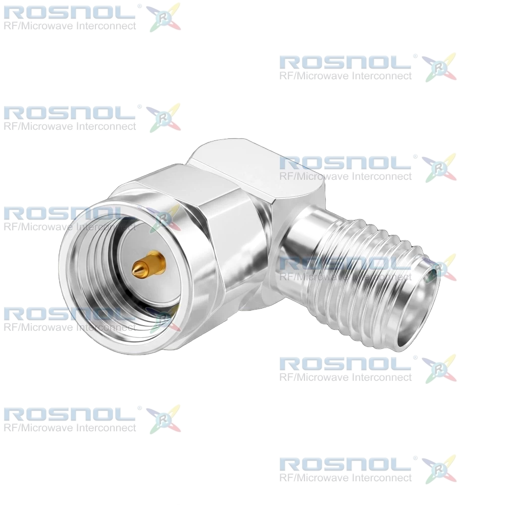 Precision SMA Plug (Male) to Precision SMA Jack (Female) Right Angle Adapter, DC-26.5GHz VSWR 1.25