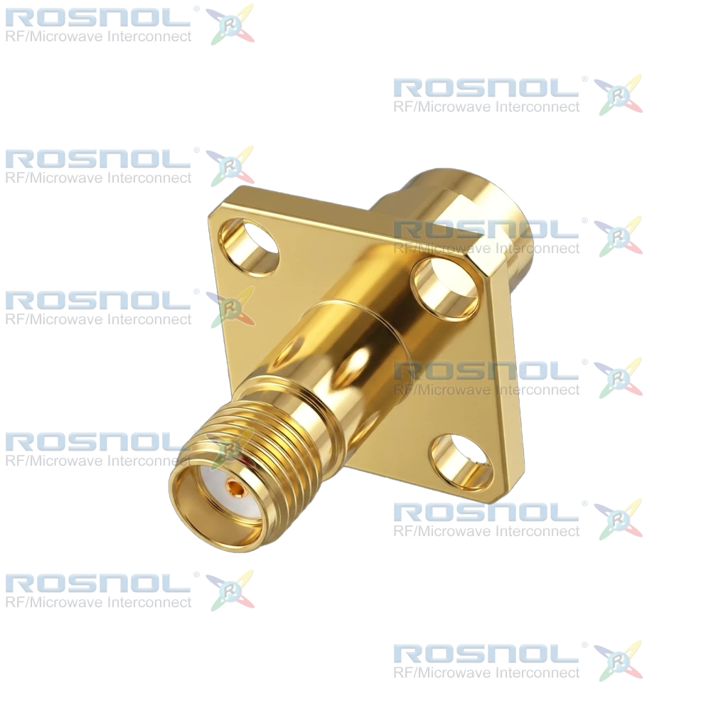 SMA Plug (Male) to SMA Jack (Female) 4-Hole Panel Adapter, DC-18GHz VSWR1.15
