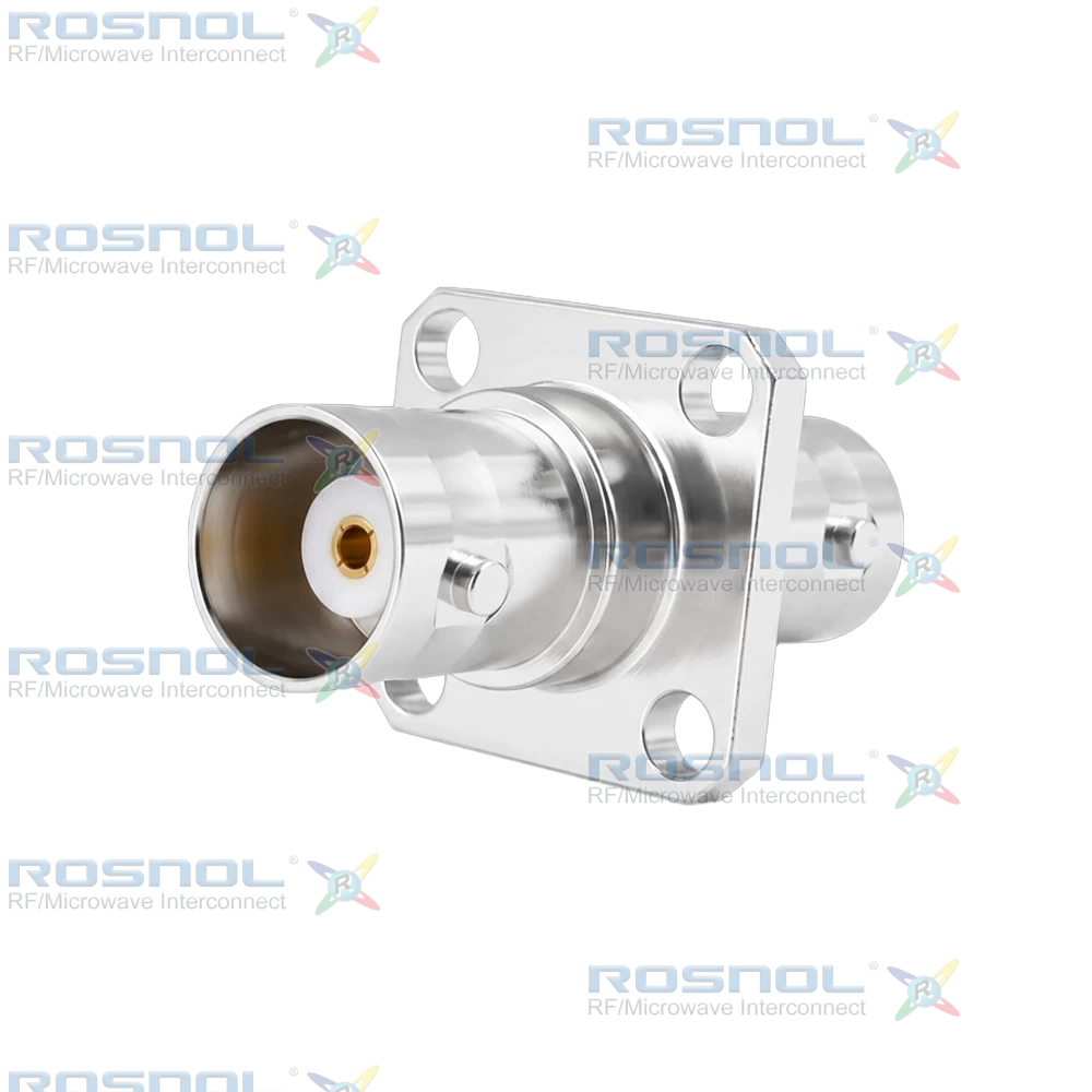 BNC Jack (Female) to BNC Jack (Female) 4-Hole Flange Mount Adapter, 75 Ohm DC-1 GHz VSWR 1.35
