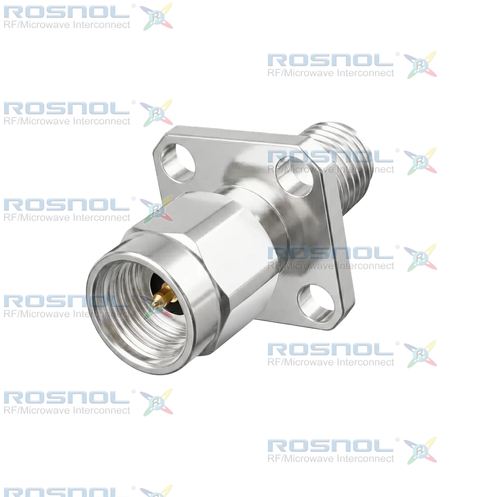 2.92mm Plug (Male) to 2.92mm Jack (Female) Panel 4 Hole Flange Mount Adapter, DC-40GHz VSWR 1.2