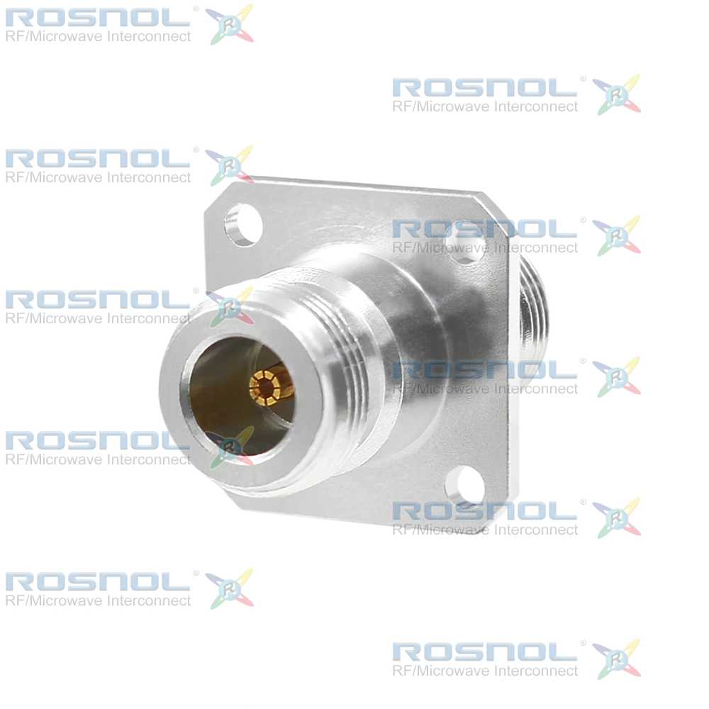 Precision N Jack (Female) to Precision N Jack (Female) Panel 4 Hole Flange Mount Adapter, DC-18GHz VSWR 1.2