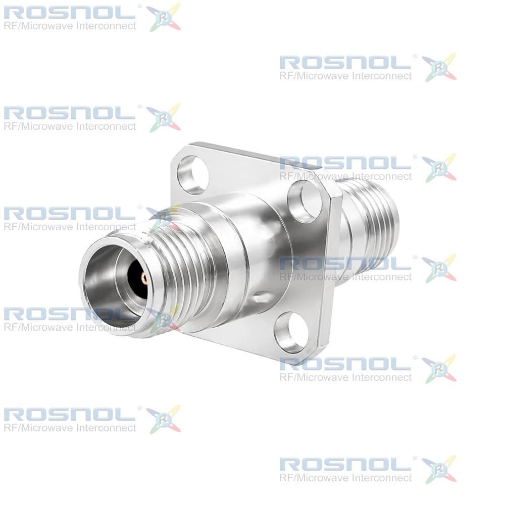 2.4mm Jack (Female) to 2.4mm Jack (Female) Panel 4 Hole Flange Mount Adapter, DC-50GHz VSWR 1.15