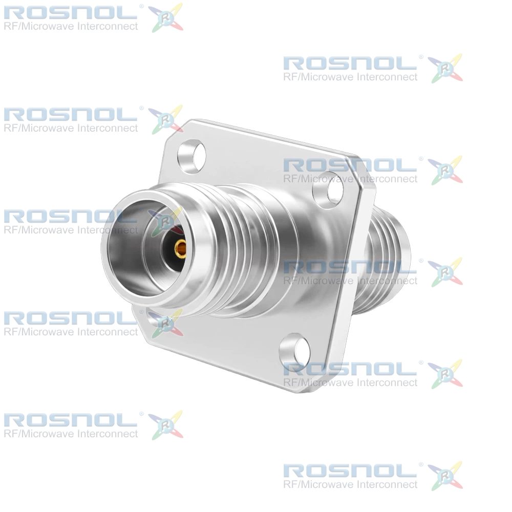 2.4mm Jack (Female) to 2.4mm Jack (Female) Panel 4 Hole Flange Mount Adapter, DC-50GHz VSWR 1.15