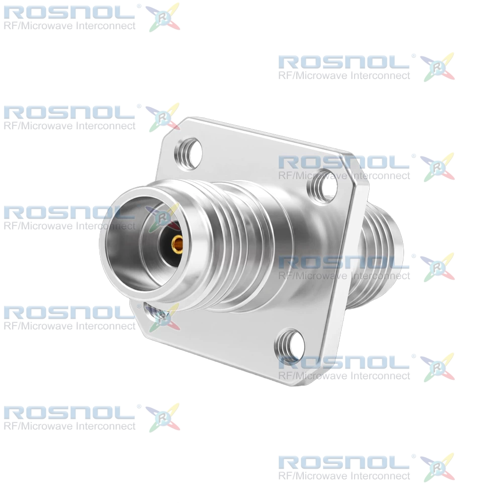 2.4mm Jack (Female) to 2.4mm Jack (Female) Panel 4 Hole Flange Mount Adapter, DC-50GHz VSWR 1.15