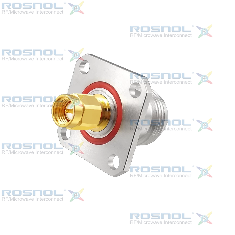 SMA Plug (Male) to N Jack (Female) 4 Hole Flange Adapter, DC-11GHz VSWR 1.15